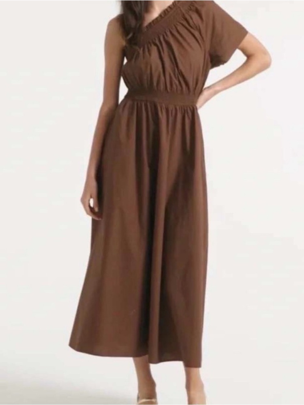 J. Crew One-Shoulder Midi Or Maxi Dress in Rust Brown, Size S.